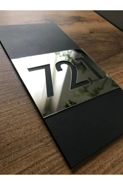 Amorf Design Kapı Numarası Antrasit-Gümüş 10x20 cm Kişiye Özel Numara Kapı Süsü — Adres Tabelası, Amorf Design