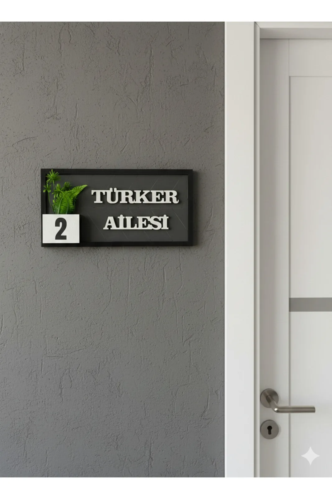 Kişiye Özel Antrasit Kapı Süsü Kapı Numarası 30x15cm — Detay