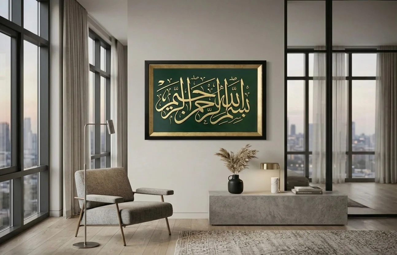 Besmele Tablo Siyah Gold Çerçeve 50X70 Cm — Benzer Ürün, Amorf Design