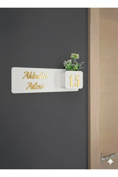Çiçeklikli Kapı Numarası Ev Hediyesi Otel Site Ev Kapı Süsü — Kapı Süsü, Amorf Design