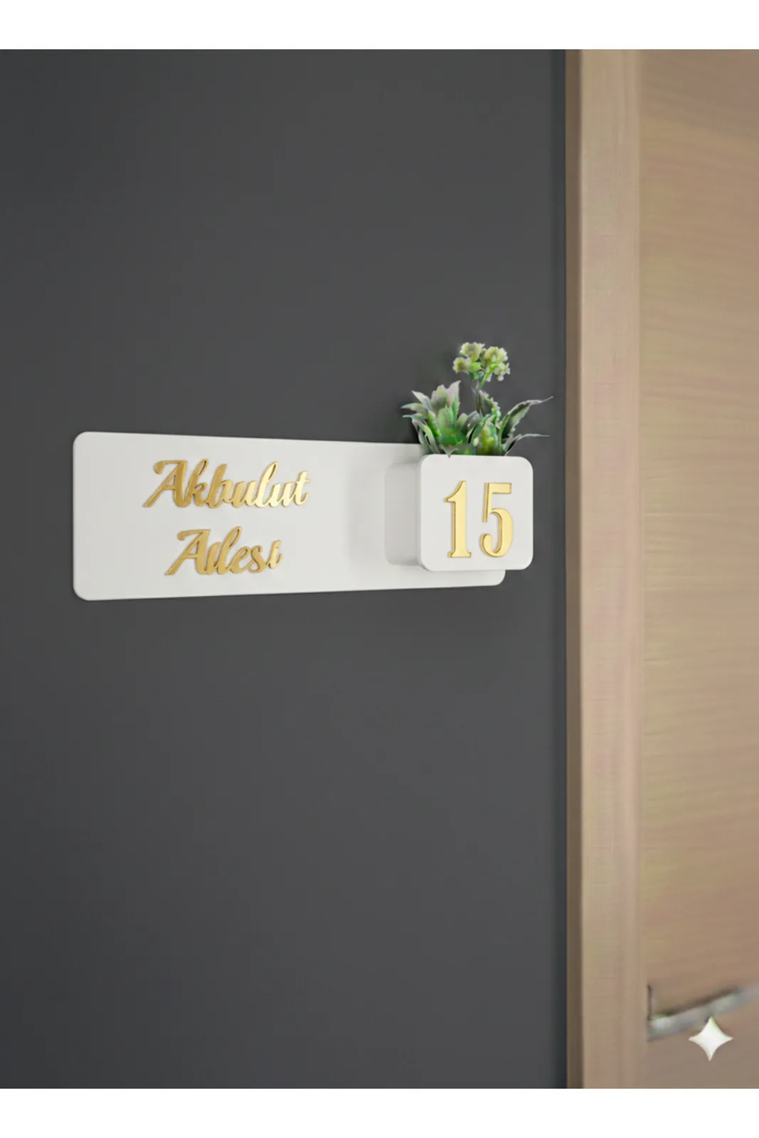 Çiçeklikli Kapı Numarası Ev Hediyesi Otel Site Ev Kapı Süsü — Detay