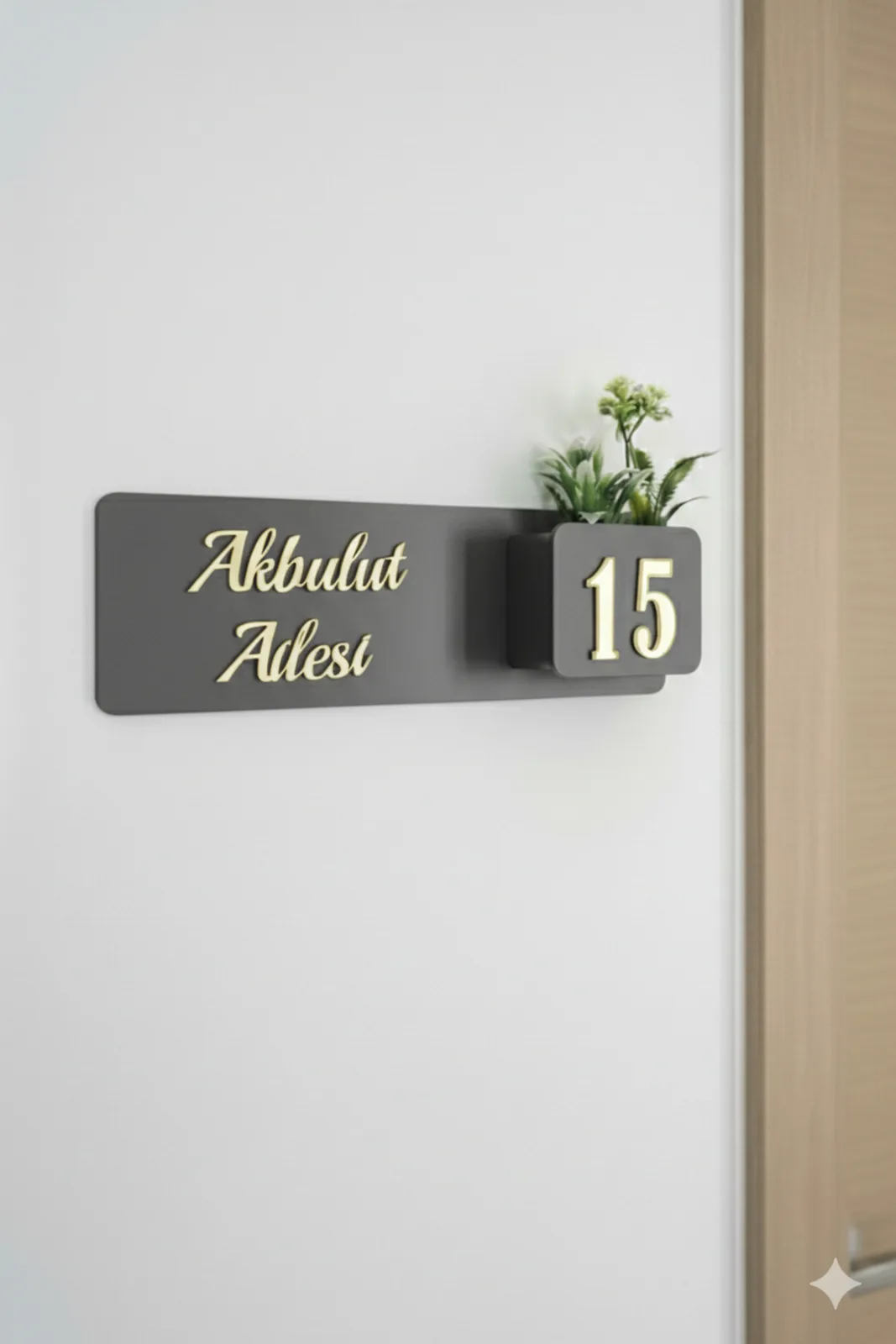 Çiçeklikli Kapı Numarası Ev Hediyesi Otel Site Ev Kapı Süsü — Detay