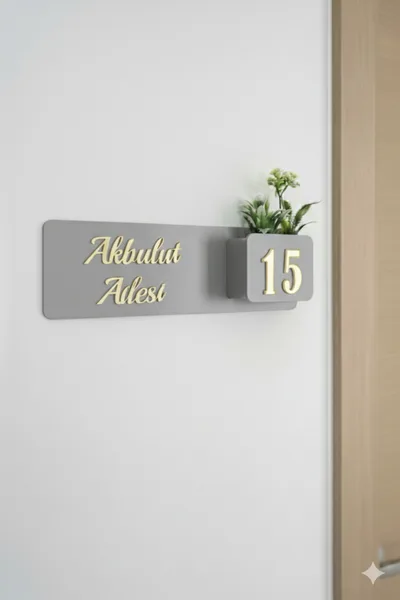 Çiçeklikli Kapı Numarası Ev Hediyesi Otel Site Ev Kapı Süsü — Kapı Süsü, Amorf Design